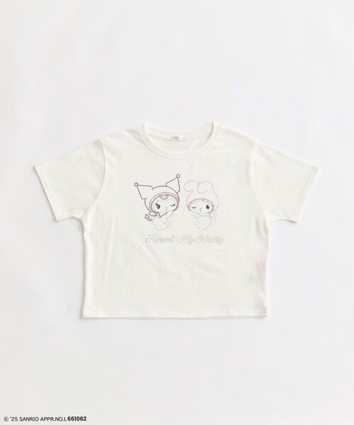 sanrio(サンリオ)の「メロクロキラキラTシャツ(Tシャツ/カットソー・レディース・オフホワイト/ラベンダー/ピンク・FREE)」の2枚目の写真