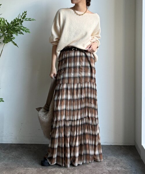 DouDou（ドゥドゥ）の「チェックワッシャースカート（スカート・レディース・ブラウン/ブラック・FREE）」の22枚目の写真