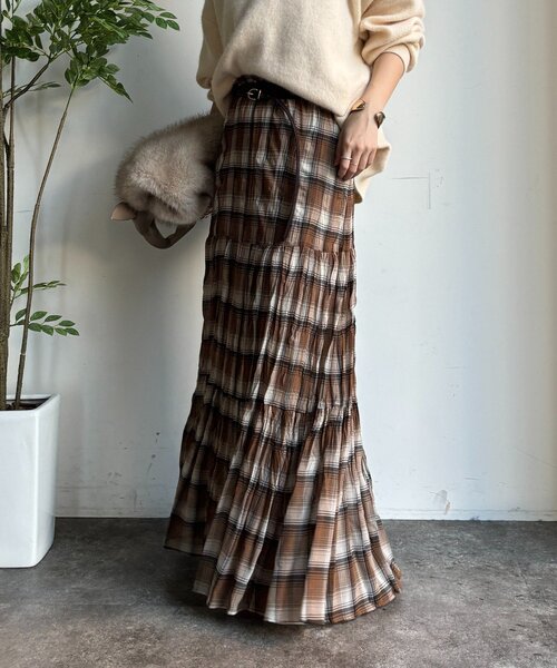 DouDou（ドゥドゥ）の「チェックワッシャースカート（スカート・レディース・ブラウン/ブラック・FREE）」の20枚目の写真