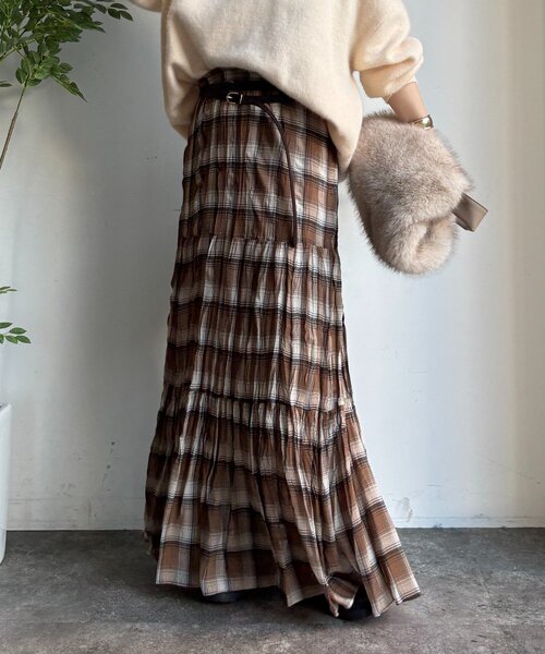 DouDou（ドゥドゥ）の「チェックワッシャースカート（スカート・レディース・ブラウン/ブラック・FREE）」の18枚目の写真