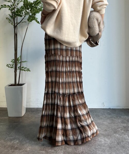 DouDou（ドゥドゥ）の「チェックワッシャースカート（スカート・レディース・ブラウン/ブラック・FREE）」の16枚目の写真