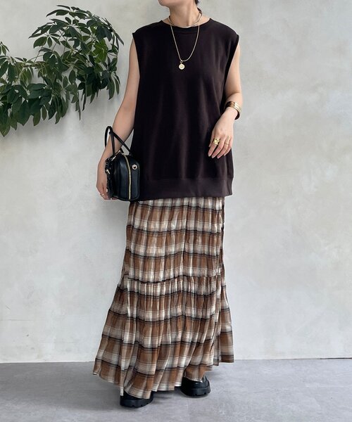 DouDou（ドゥドゥ）の「チェックワッシャースカート（スカート・レディース・ブラウン/ブラック・FREE）」の15枚目の写真