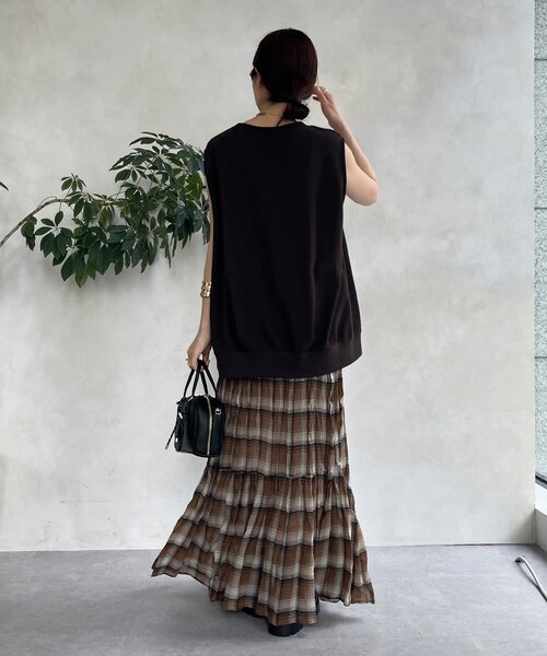 DouDou（ドゥドゥ）の「チェックワッシャースカート（スカート・レディース・ブラウン/ブラック・FREE）」の13枚目の写真