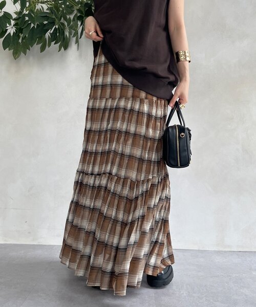 DouDou（ドゥドゥ）の「チェックワッシャースカート（スカート・レディース・ブラウン/ブラック・FREE）」の11枚目の写真
