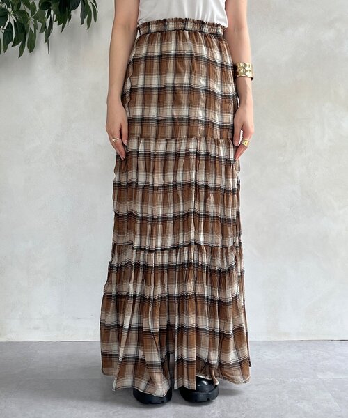 DouDou（ドゥドゥ）の「チェックワッシャースカート（スカート・レディース・ブラウン/ブラック・FREE）」の8枚目の写真