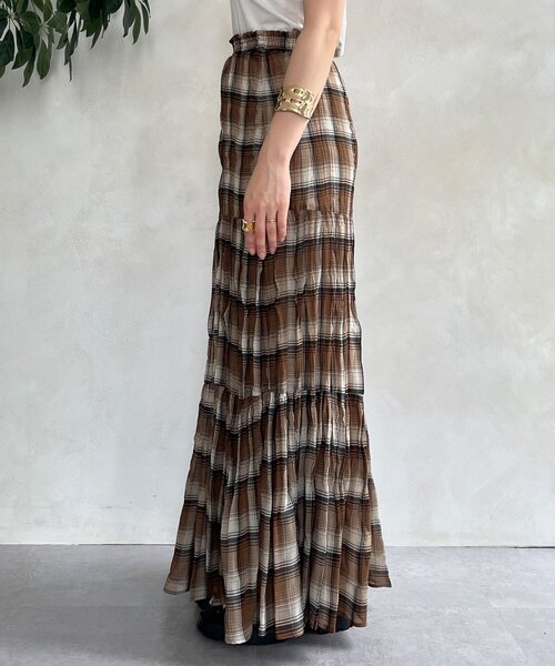 DouDou（ドゥドゥ）の「チェックワッシャースカート（スカート・レディース・ブラウン/ブラック・FREE）」の7枚目の写真