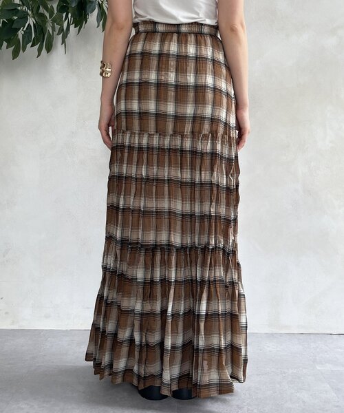 DouDou（ドゥドゥ）の「チェックワッシャースカート（スカート・レディース・ブラウン/ブラック・FREE）」の6枚目の写真