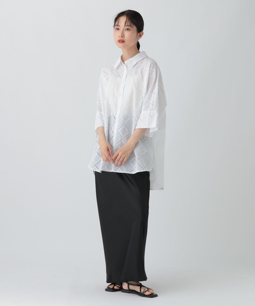セール】ハーフスリーブ刺繍シャツチュニック 579600（チュニック