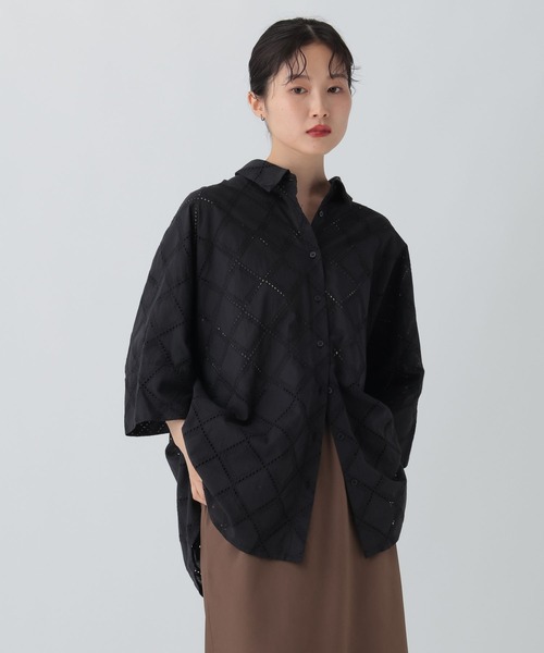 セール】ハーフスリーブ刺繍シャツチュニック 579600（チュニック