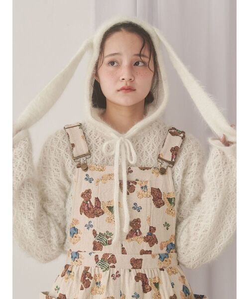 merry jenny(メリージェニー)の「bear and bearジャガードジャンスカ(ジャンパースカート・レディース・ブラック/アイボリー/ブラウン・FREE)」の15枚目の写真