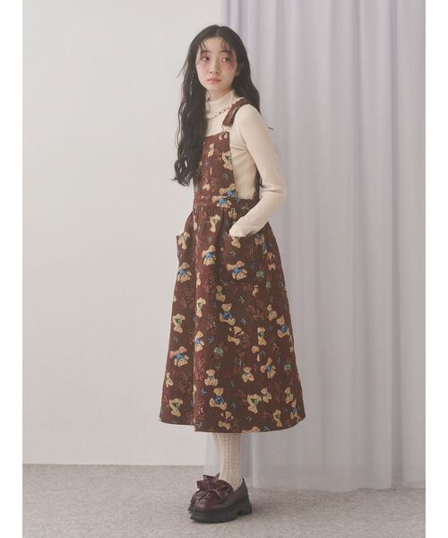 merry jenny(メリージェニー)の「bear and bearジャガードジャンスカ(ジャンパースカート・レディース・ブラック/アイボリー/ブラウン・FREE)」の17枚目の写真