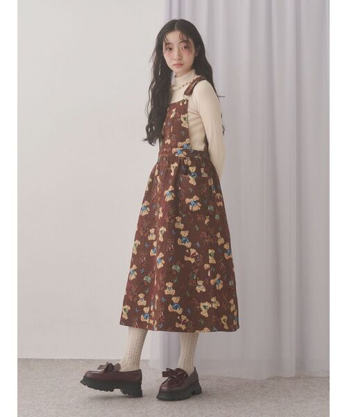 merry jenny(メリージェニー)の「bear and bearジャガードジャンスカ(ジャンパースカート・レディース・ブラック/アイボリー/ブラウン・FREE)」の18枚目の写真