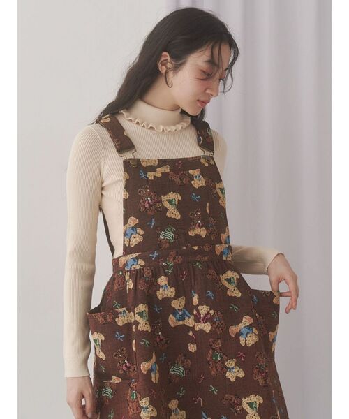 merry jenny(メリージェニー)の「bear and bearジャガードジャンスカ(ジャンパースカート・レディース・ブラック/アイボリー/ブラウン・FREE)」の19枚目の写真