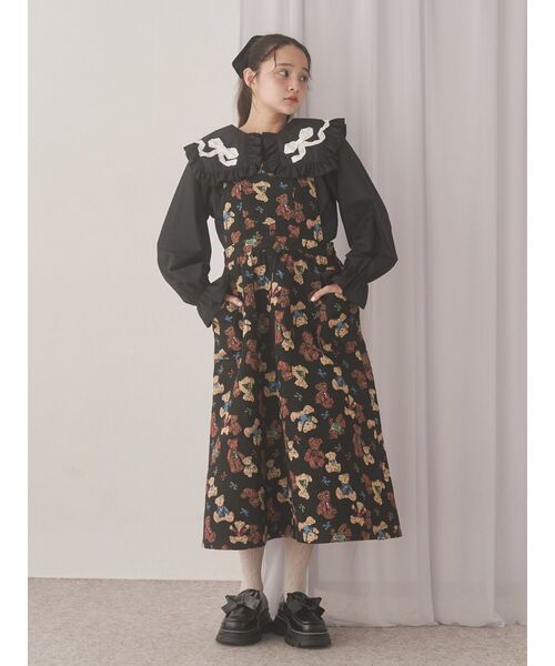 merry jenny(メリージェニー)の「bear and bearジャガードジャンスカ(ジャンパースカート・レディース・ブラック/アイボリー/ブラウン・FREE)」の22枚目の写真
