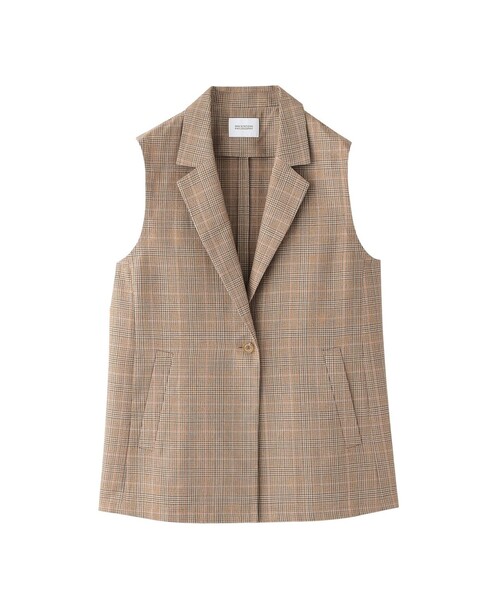 MACKINTOSH PHILOSOPHY（ﾏｯｷﾝﾄｯｼｭ ﾌｨﾛｿﾌｨｰ）の「バスケットチェックテーラードジレ（ベスト・レディース・ブラウン/ダークネイビー・38/36）」の2枚目の写真