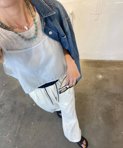 アンサンブル ビスチェ付きシアーシャツ(kiharu select) / 長袖 2点セット セットアイテム カラーシャツ シアートップス シースルー ビスチェ付きシアーシャツ(kiharu select) / 長袖 2点セット