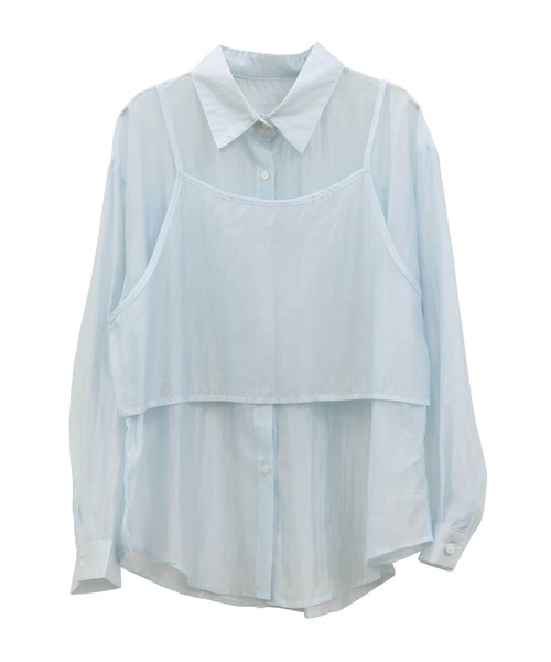アンサンブル ビスチェ付きシアーシャツ(kiharu select) / 長袖 2点セット セットアイテム カラーシャツ シアートップス シースルー ビスチェ付きシアーシャツ(kiharu select) / 長袖 2点セット