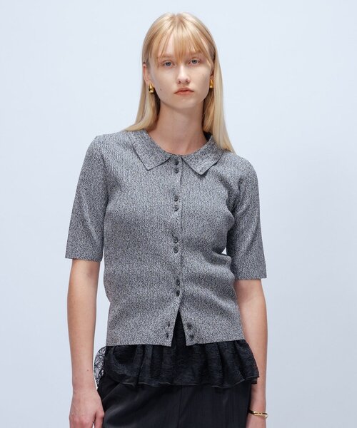 cloenc（クロエンス）の「【マシンウォッシュ】ポロカラープルオーバー（ニット/セーター・レディース・ワイン系2/ブラック系3/サックスブルー系3・02）」の2枚目の写真