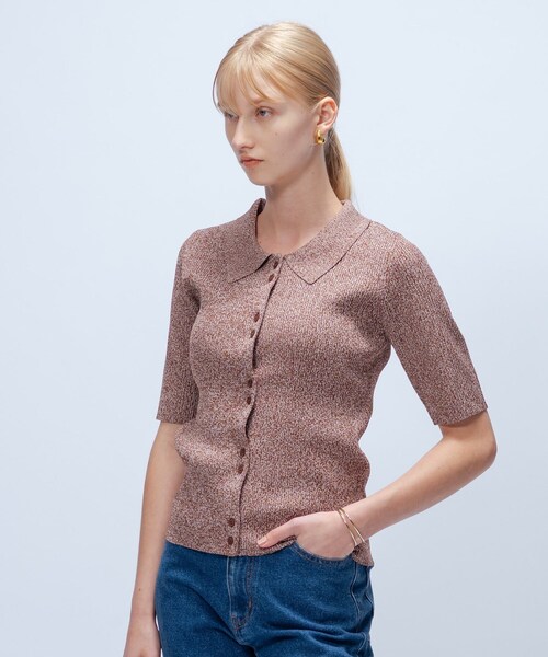 cloenc（クロエンス）の「【マシンウォッシュ】ポロカラープルオーバー（ニット/セーター・レディース・ワイン系2/ブラック系3/サックスブルー系3・02）」の5枚目の写真