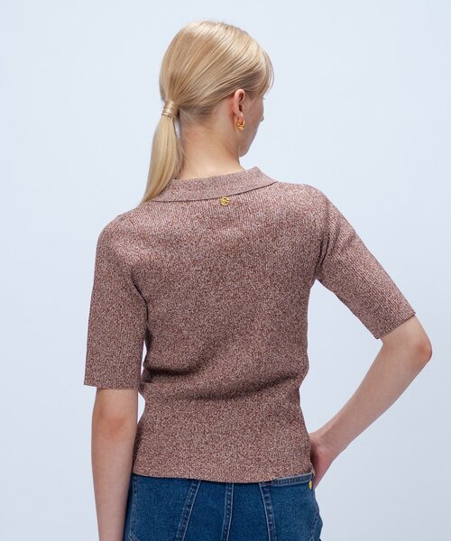 cloenc（クロエンス）の「【マシンウォッシュ】ポロカラープルオーバー（ニット/セーター・レディース・ワイン系2/ブラック系3/サックスブルー系3・02）」の7枚目の写真