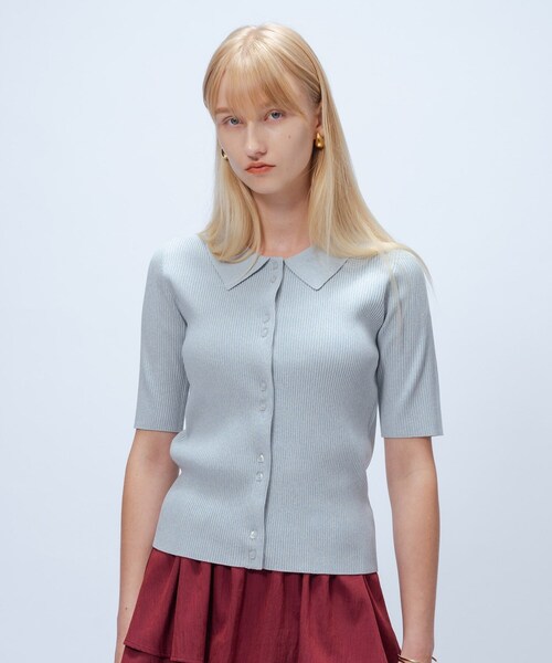 cloenc（クロエンス）の「【マシンウォッシュ】ポロカラープルオーバー（ニット/セーター・レディース・ワイン系2/ブラック系3/サックスブルー系3・02）」の10枚目の写真