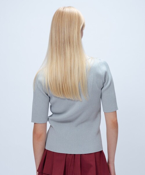 cloenc（クロエンス）の「【マシンウォッシュ】ポロカラープルオーバー（ニット/セーター・レディース・ワイン系2/ブラック系3/サックスブルー系3・02）」の12枚目の写真