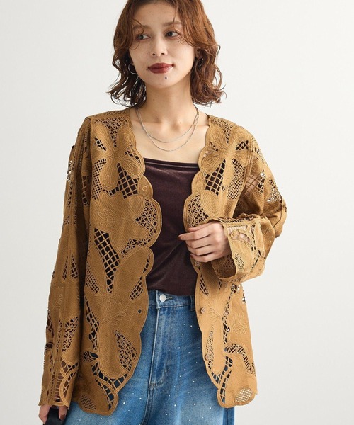 ELENCARE DUE(エレンカーレデュエ)の「・ELENCARE DUE レーシーカーディガン(カーディガン/ボレロ・レディース・キャメル/カーキ/ブラック/アイボリー・FREE)」の4枚目の写真