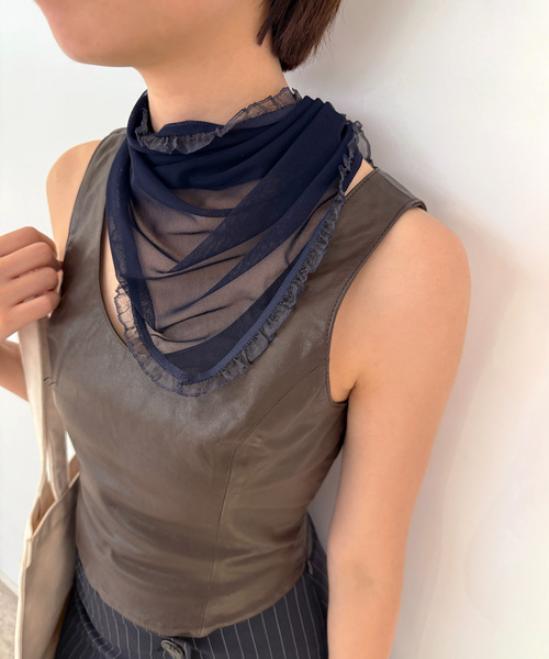 EDIT. FOR LULU（エディットフォールル）の「【SIMONE WILD for LULU】MESH FRILL TRIANGLE（その他小物・レディース・ピンク/ネイビー・FREE）」の2枚目の写真