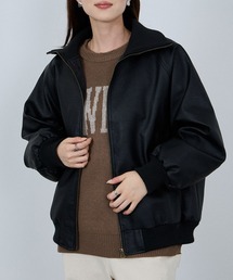 NAVY 合皮リブブルゾン