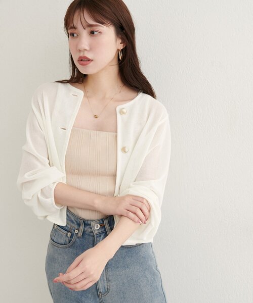 natural couture（ナチュラルクチュール）の「【WEB限定】ラッセルノーカラー羽織ジャケット（ノーカラージャケット・レディース・ブラック/ベージュ/オフホワイト/グレー・FREE）」の10枚目の写真