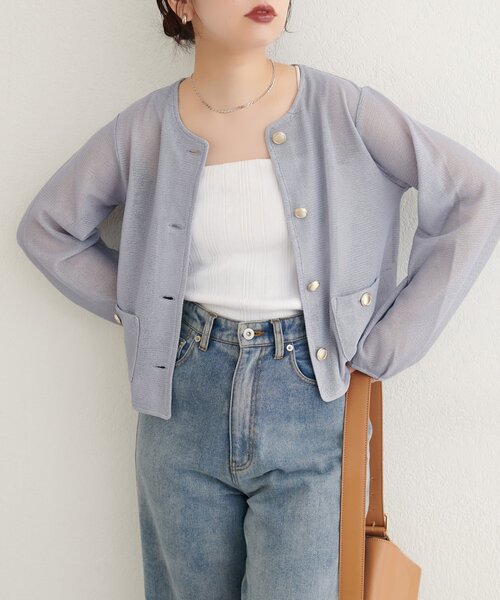 natural couture（ナチュラルクチュール）の「【WEB限定】ラッセルノーカラー羽織ジャケット（ノーカラージャケット・レディース・ブラック/ベージュ/オフホワイト/グレー・FREE）」の20枚目の写真