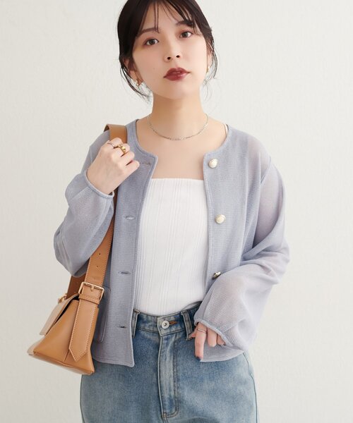 natural couture ラッセルノーカラー羽織ジャケット WEB限定】ラッセルノーカラー羽織ジャケット | natural couture