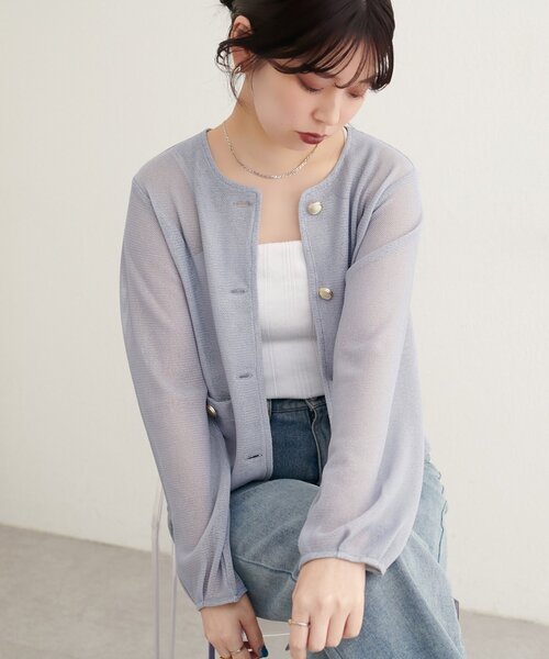 natural couture（ナチュラルクチュール）の「【WEB限定】ラッセルノーカラー羽織ジャケット（ノーカラージャケット・レディース・ブラック/ベージュ/オフホワイト/グレー・FREE）」の22枚目の写真