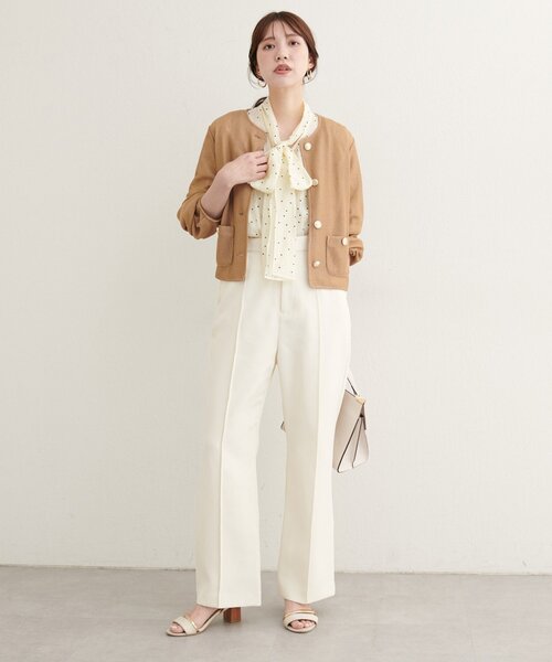 natural couture ラッセルノーカラー羽織ジャケット natural couture/【natural couture】ラッセルノーカラー羽織