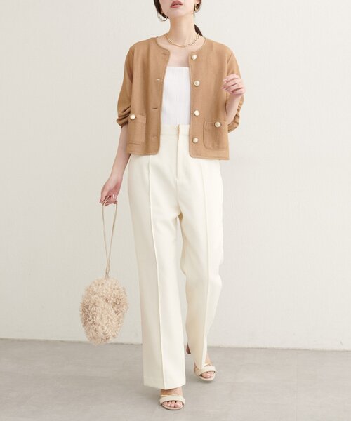 セール】【WEB限定】ラッセルノーカラー羽織ジャケット（ノーカラー