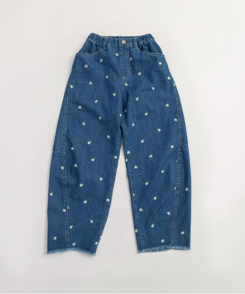 EDWIN（エドウィン）の「【Ou? by EDWIN】フラワー刺繍デニムカーブパンツ（デニムパンツ・キッズ・ブラック/ブルー・130/90/120/110/100/140/150）」の9枚目の写真