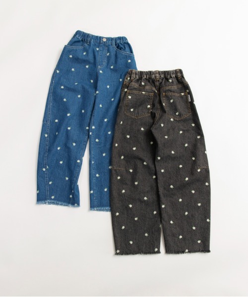 EDWIN（エドウィン）の「【Ou? by EDWIN】フラワー刺繍デニムカーブパンツ（デニムパンツ・キッズ・ブラック/ブルー・130/90/120/110/100/140/150）」の18枚目の写真