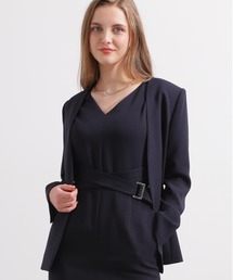 【美品✨】ピンキーアンドダイアン ロングコート ノーカラー ブラック サイズ34 タフタロングダウンコート （アウター）｜PINKY & DIANNE
