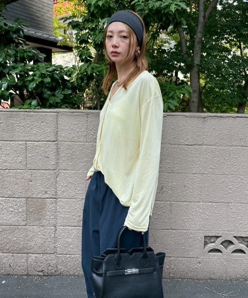HANNE(アン)の「Vネックシアーカーディガン(カーディガン/ボレロ・レディース・イエロー/ホワイト/チャコールグレー・FREE)」の7枚目の写真