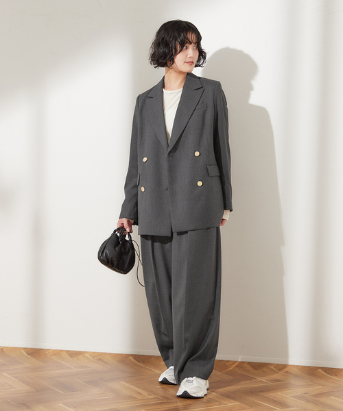 journal standard L'essage（ジャーナルスタンダードレサージュ）の「《追加》ウールトリコチン ブレザージャケット（テーラードジャケット・レディース・グレー/ネイビー・FREE）」の3枚目の写真