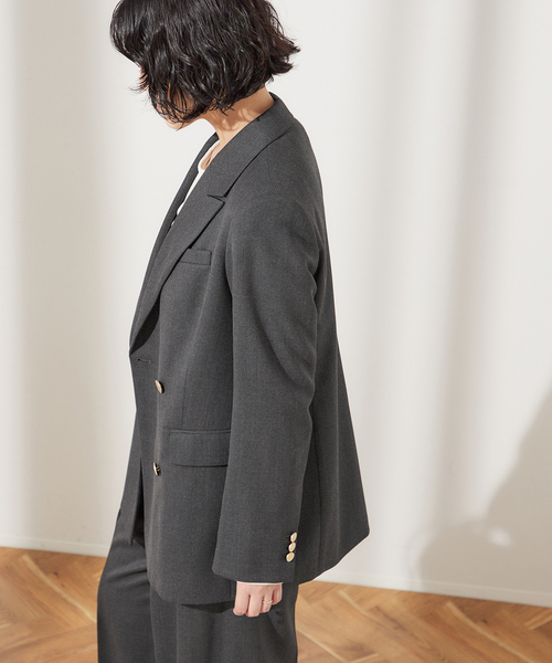 journal standard L'essage（ジャーナルスタンダードレサージュ）の「《追加》ウールトリコチン ブレザージャケット（テーラードジャケット・レディース・グレー/ネイビー・FREE）」の4枚目の写真