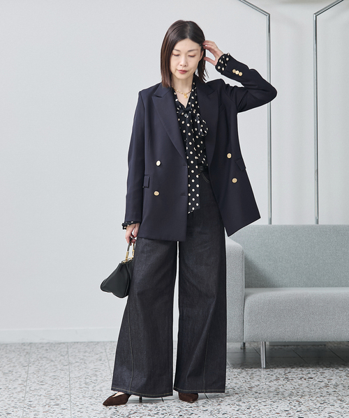 journal standard L'essage（ジャーナルスタンダードレサージュ）の「《追加》ウールトリコチン ブレザージャケット（テーラードジャケット・レディース・グレー/ネイビー・FREE）」の9枚目の写真