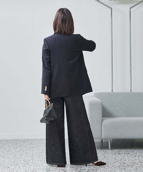 journal standard L'essage（ジャーナルスタンダードレサージュ）の「《追加》ウールトリコチン ブレザージャケット（テーラードジャケット・レディース・グレー/ネイビー・FREE）」の10枚目の写真