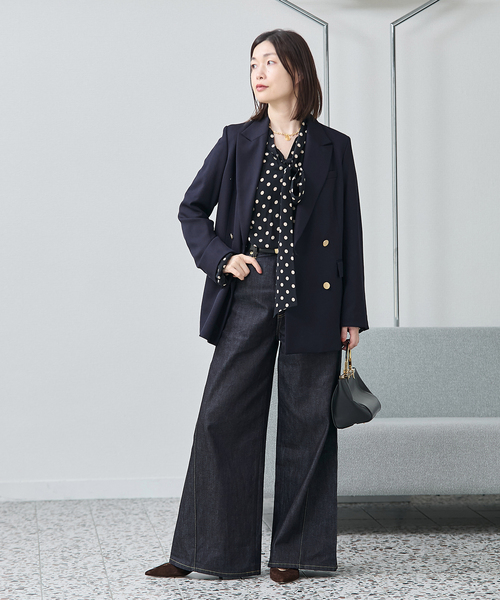 journal standard L'essage（ジャーナルスタンダードレサージュ）の「《追加》ウールトリコチン ブレザージャケット（テーラードジャケット・レディース・グレー/ネイビー・FREE）」の12枚目の写真