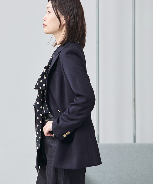 journal standard L'essage（ジャーナルスタンダードレサージュ）の「《追加》ウールトリコチン ブレザージャケット（テーラードジャケット・レディース・グレー/ネイビー・FREE）」の13枚目の写真