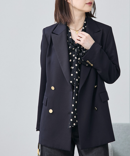 journal standard L'essage（ジャーナルスタンダードレサージュ）の「《追加》ウールトリコチン ブレザージャケット（テーラードジャケット・レディース・グレー/ネイビー・FREE）」の16枚目の写真