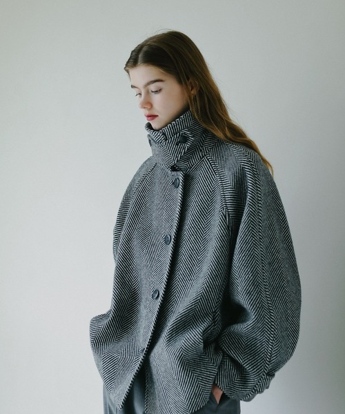 ウールヘリンボンステンカラーコート（ステンカラーコート）｜A part