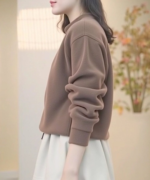 cammie(キャミー)の「スタンドカラーボタンデザインプルオーバー(ニット/セーター・レディース・ブラック/ブラウン/オフホワイト・L/M)」の9枚目の写真