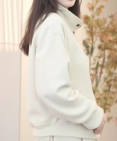 cammie(キャミー)の「スタンドカラーボタンデザインプルオーバー(ニット/セーター・レディース・ブラック/ブラウン/オフホワイト・L/M)」の11枚目の写真