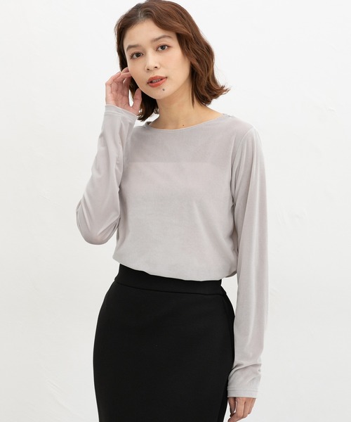 Honeys（ハニーズ）の「ベロアトップス（Tシャツ/カットソー・レディース・ブルー/グレイッシュベージュ/スモークピンク/スミクロ/モカ・L/LL/M/S）」の17枚目の写真